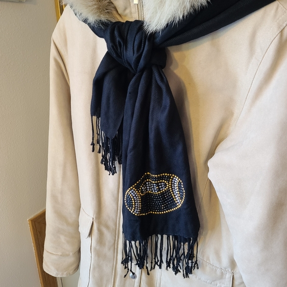 Vintage Lyn Dorf Wool and Silk Football Scarf - Picture 1 of 5